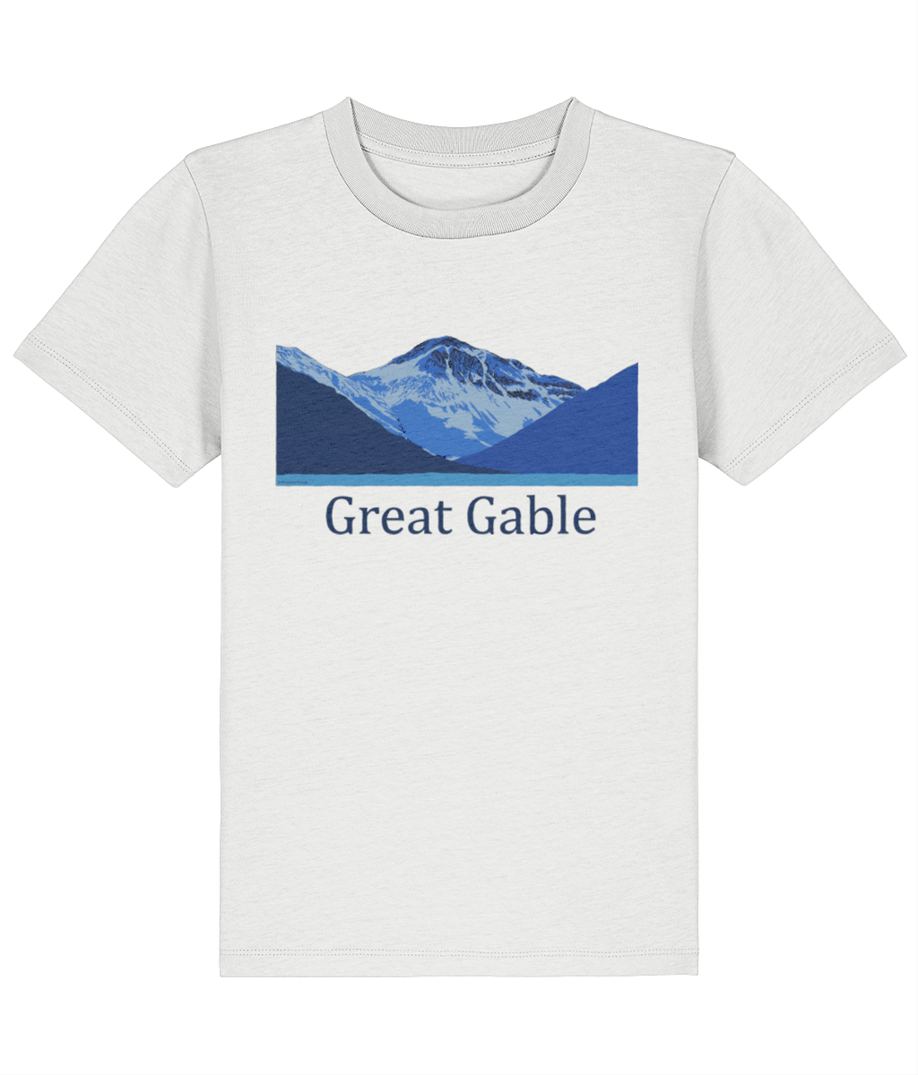 Lake District, Kid's T-Shirt Great Gable, Front, White