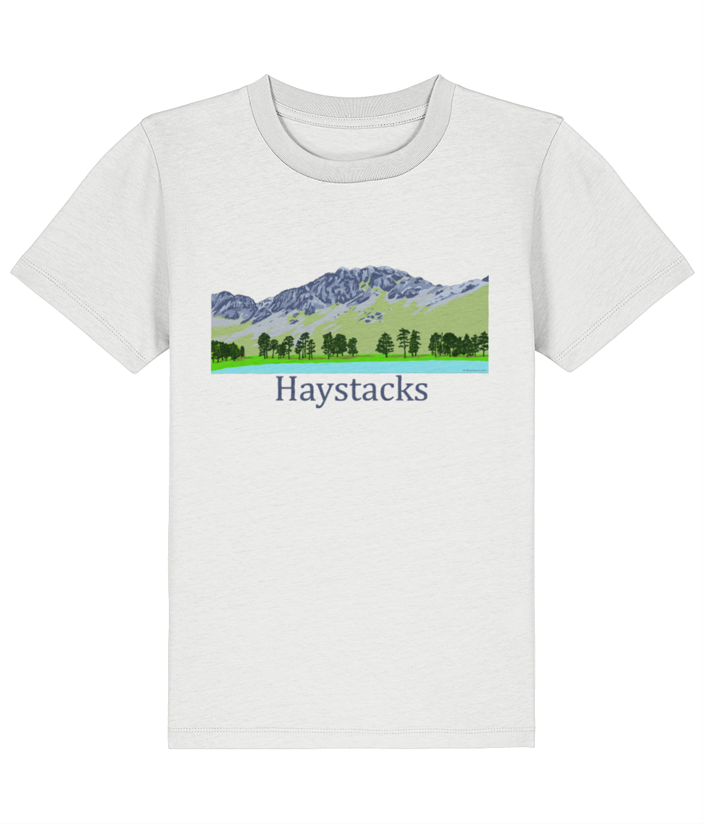 Lake District Kid's T-Shirt Haystacks, Front, White