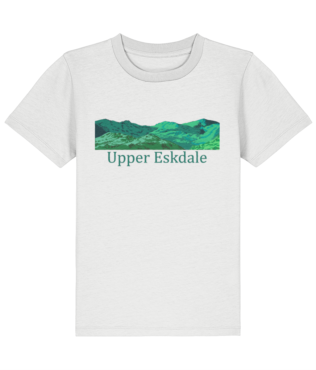 Lake District Kid's T-Shirt Upper Eskdale, Front, White