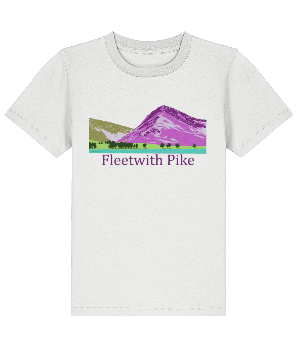 Lake District, Kid's T-Shirt Fleetwith Pike, Front, White