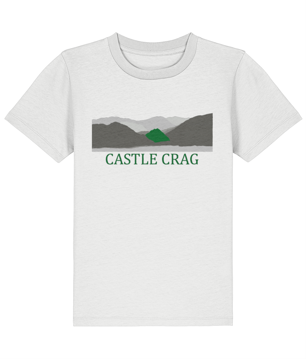 Lake District Kid's T-Shirt Castle Crag, Front, White