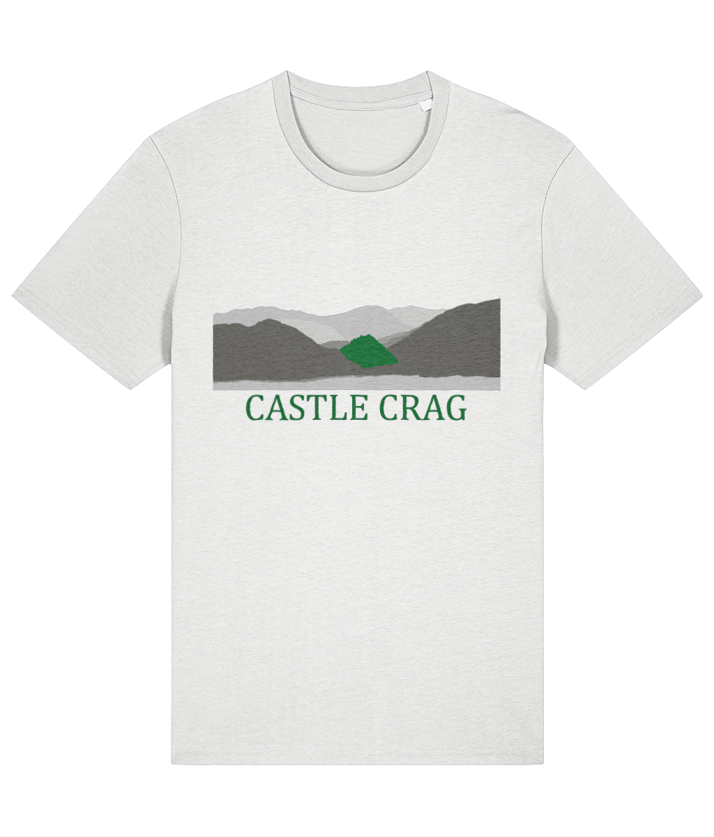 Lake District Men's T-Shirt Castle Crag, Front, White