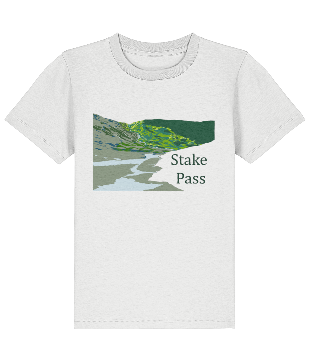 Lake District Kid's T-Shirt Stake Pass, Front, White
