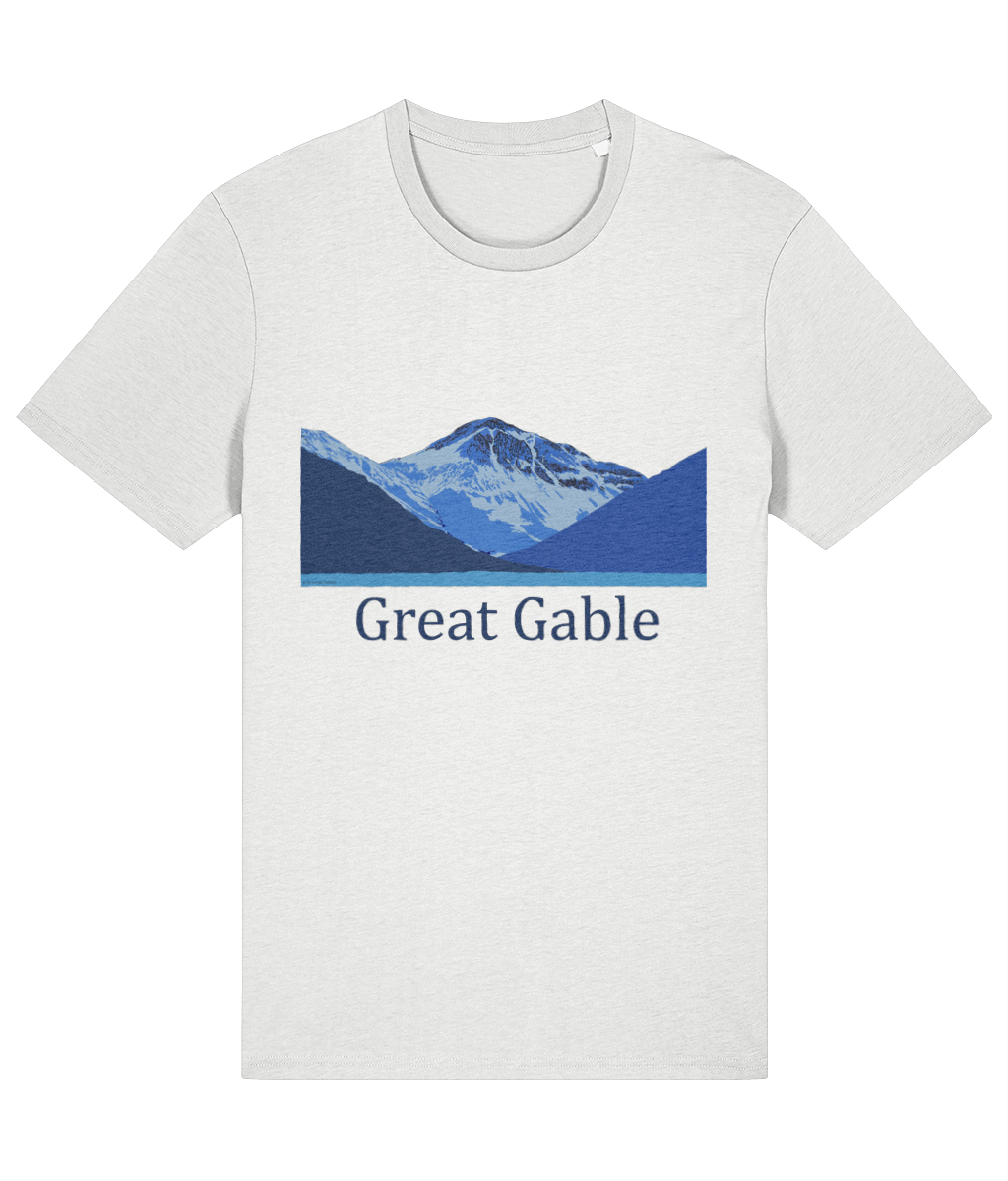 Lake District, Men's T-Shirt Great Gable, Front, White