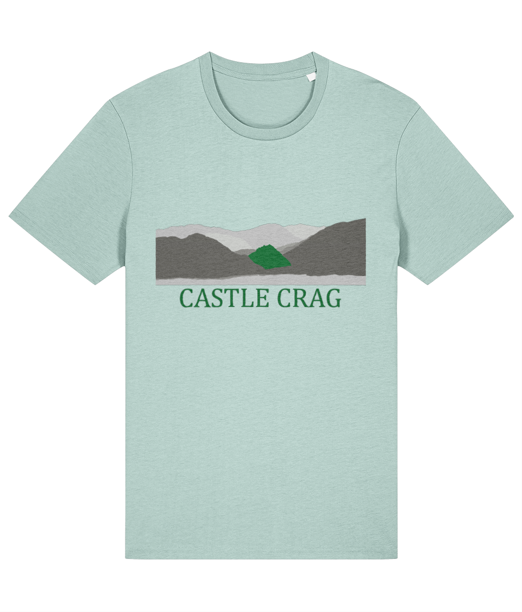 Lake District Men's T-Shirt Castle Crag, Front, Caribbean Blue