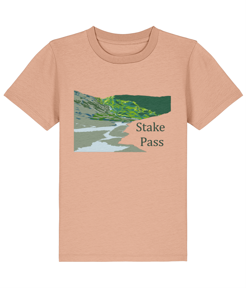 Lake District Kid's T-Shirt Stake Pass, Front, Fraiche Peche