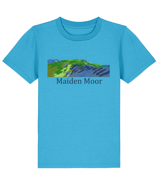 Lake District Kid's T-Shirt Maiden Moor, Front, Aqua Blue