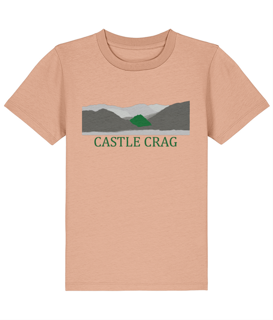 Lake District Kid's T-Shirt Castle Crag, Front, Fraiche Peche