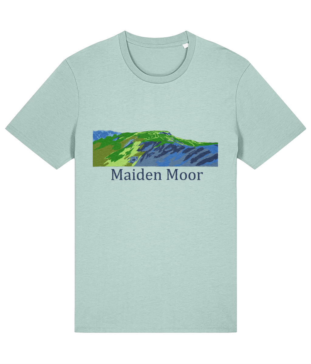 Lake District Men's T-Shirt Maiden Moor, Front, Caribbean Blue