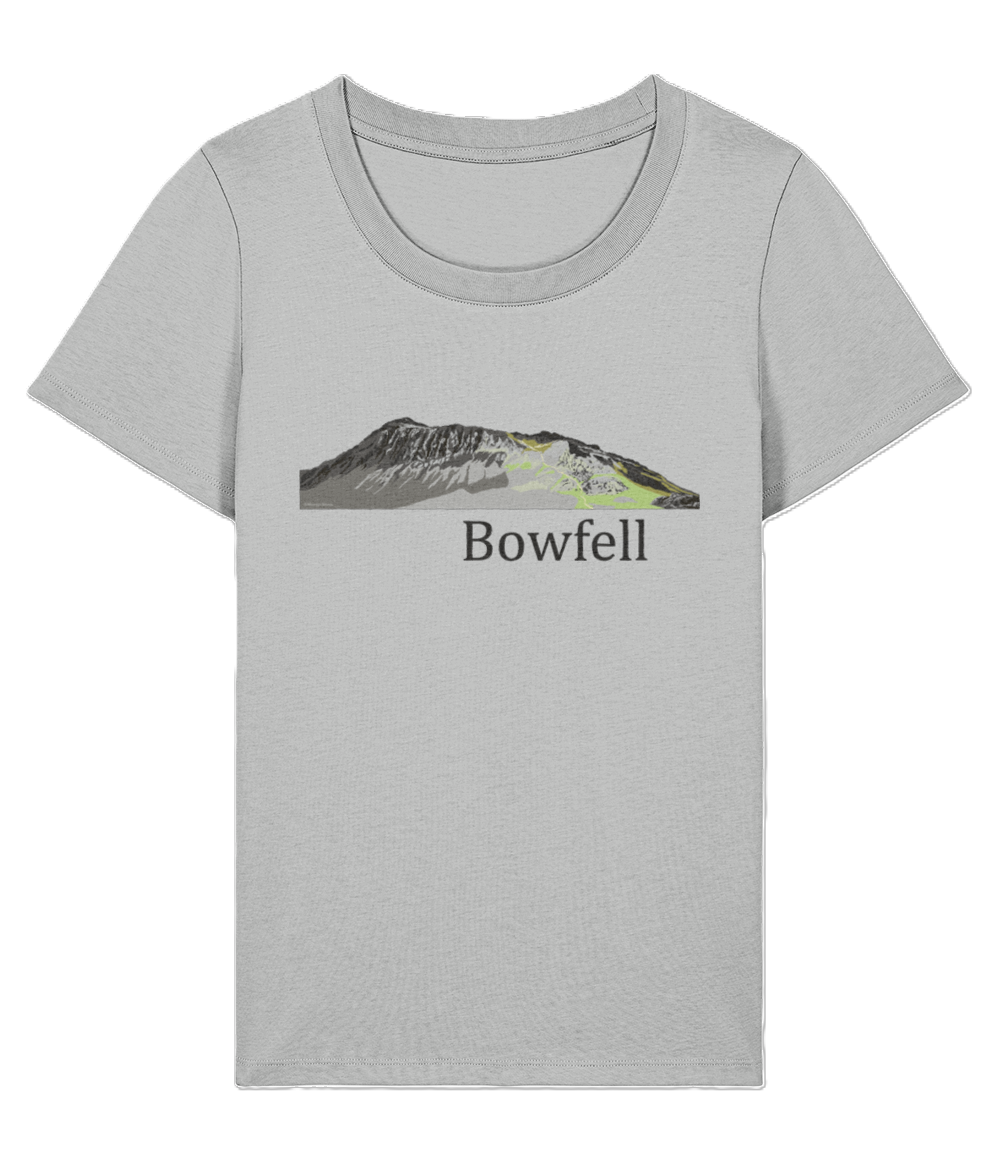 Lake District Women's T-Shirt Bowfell, Front, Heather Grey