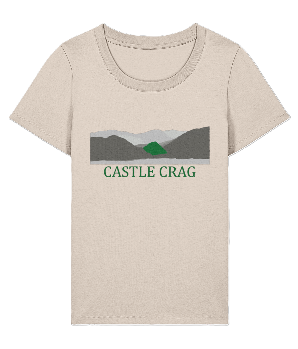 Lake District Women's T-Shirt Castle Crag, Front, Cream