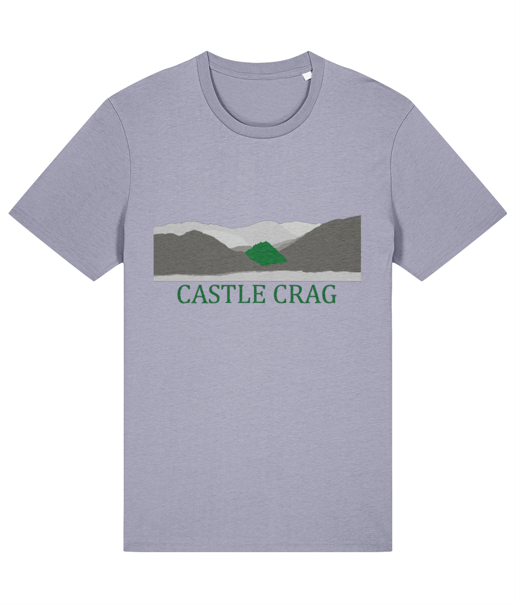 Lake District Men's T-Shirt Castle Crag, Front, Lavender