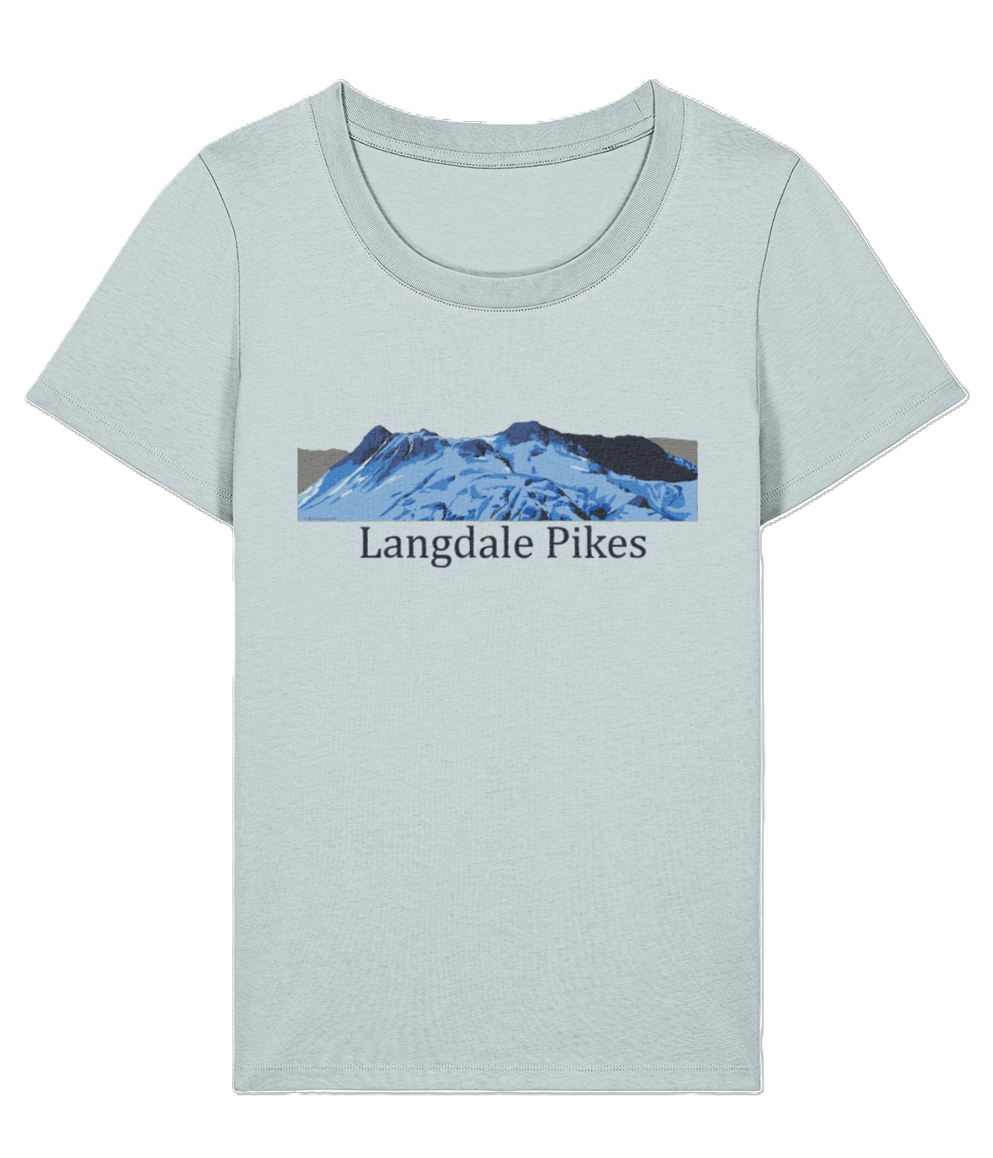 Lake District Women's T-Shirt Langdale Pikes, Front, Blue Ice