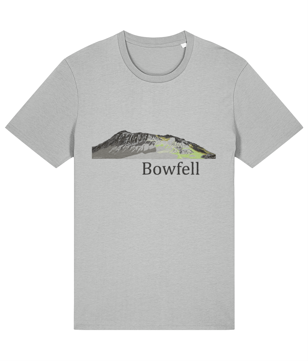 Lake District Men's T-Shirt Bowfell, Front, Heather Grey