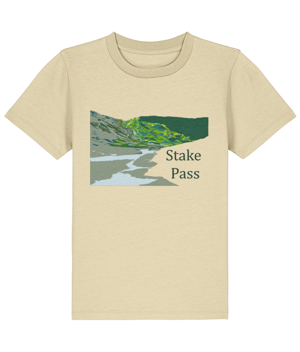 Lake District Kid's T-Shirt Stake Pass, Front, Butter