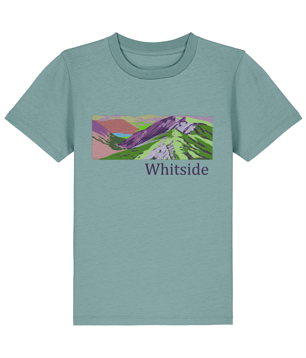 Lake District Kid's T-Shirt Whiteside, Front, Teal Monstera