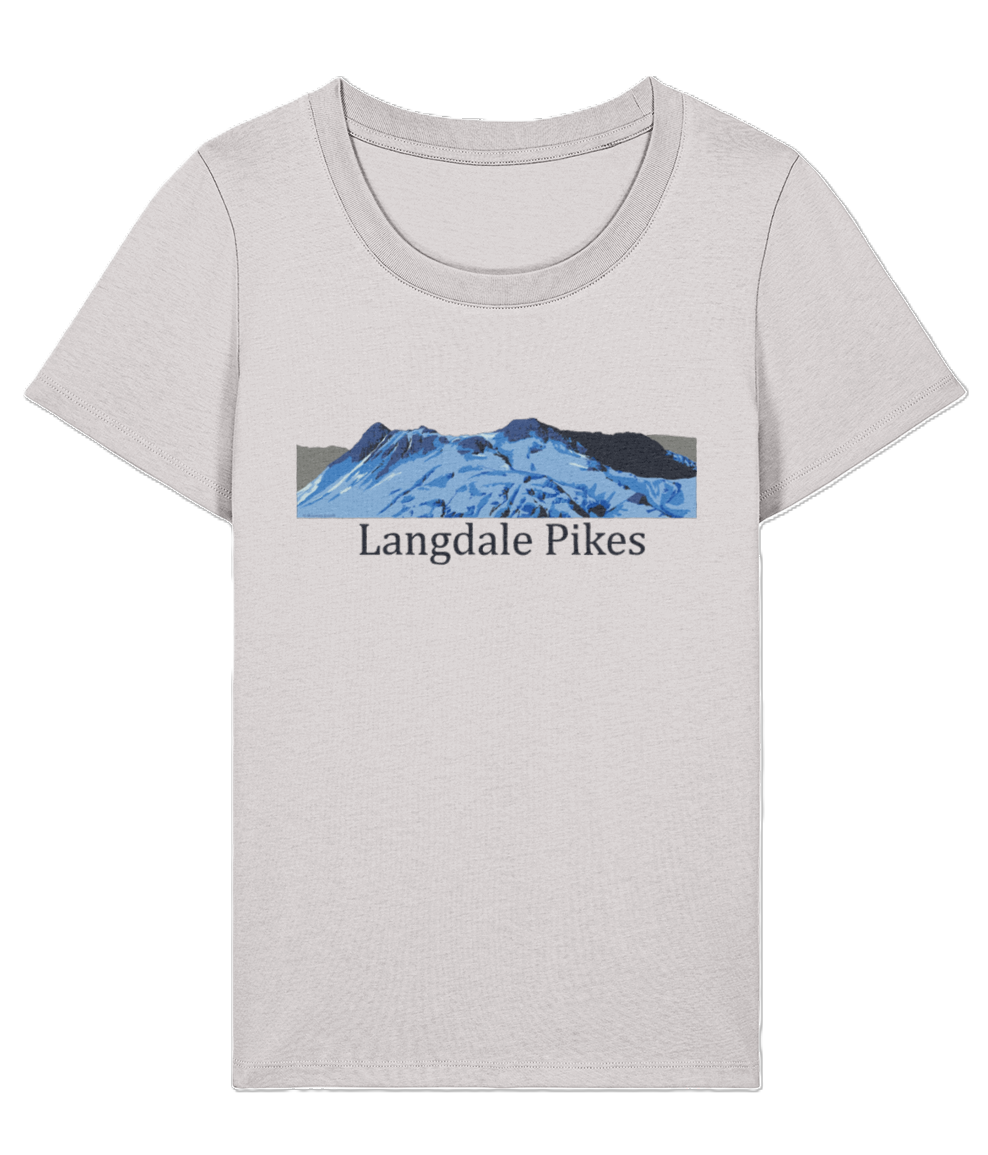 Lake District Women's T-Shirt Langdale Pikes, Front, Cool Heather Grey
