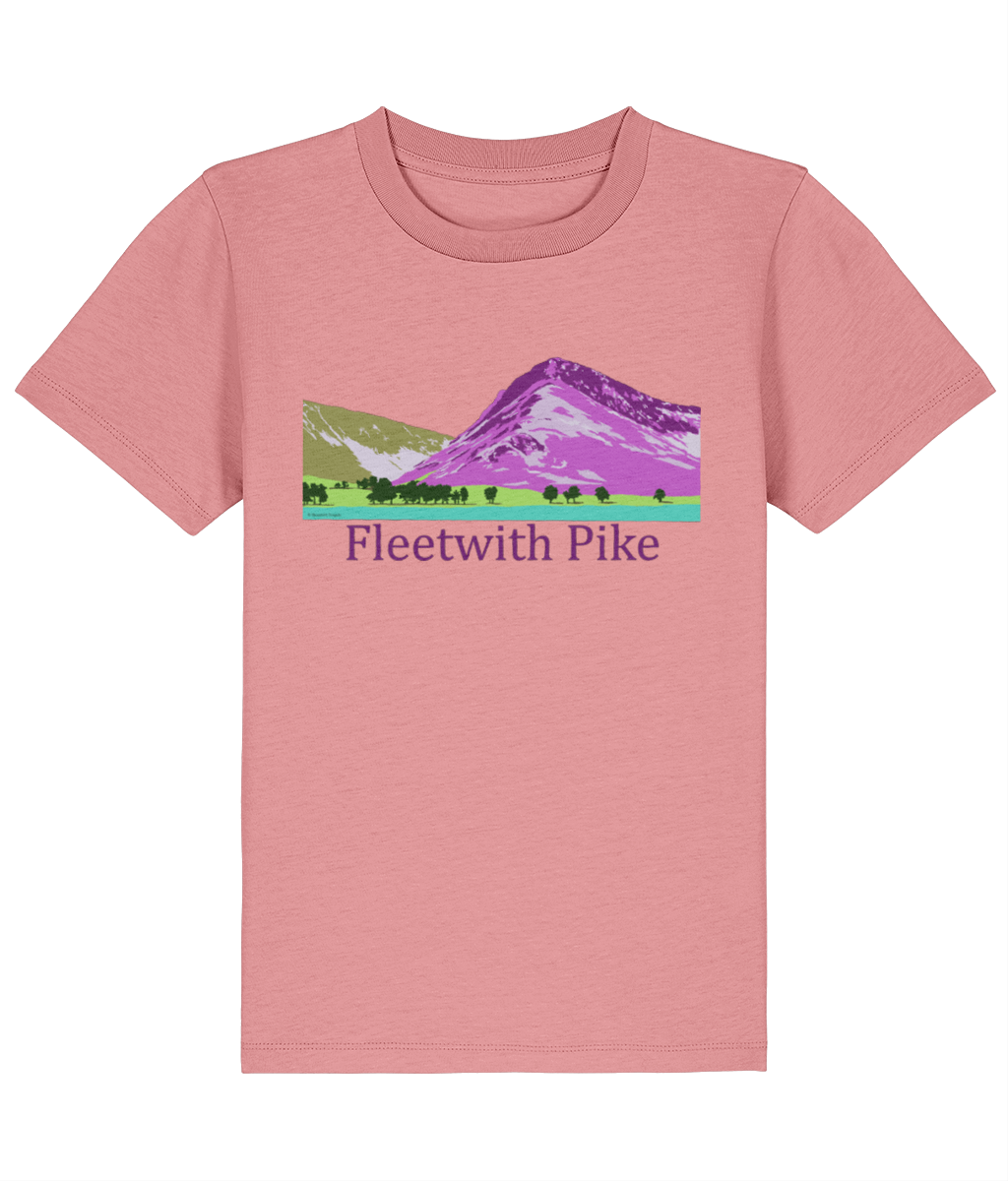 Lake District, Kid's T-Shirt Fleetwith Pike, Front, Pink Joy