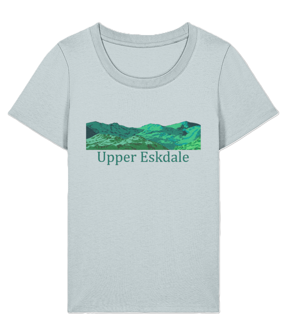 Lake District Women's T-Shirt Upper Eskdale, Front, Blue Ice