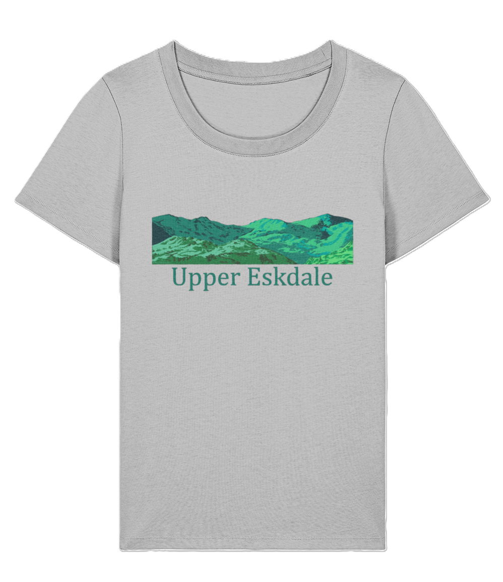 Lake District Women's T-Shirt Upper Eskdale, Front, Heather Grey