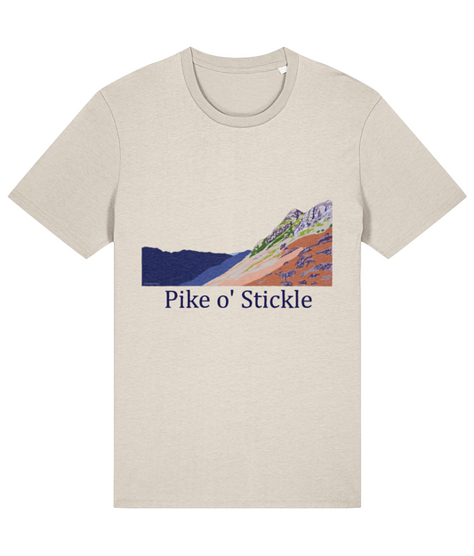 Lake District, Men's T-Shirt Pike O'Stickle, Front, Natural Raw