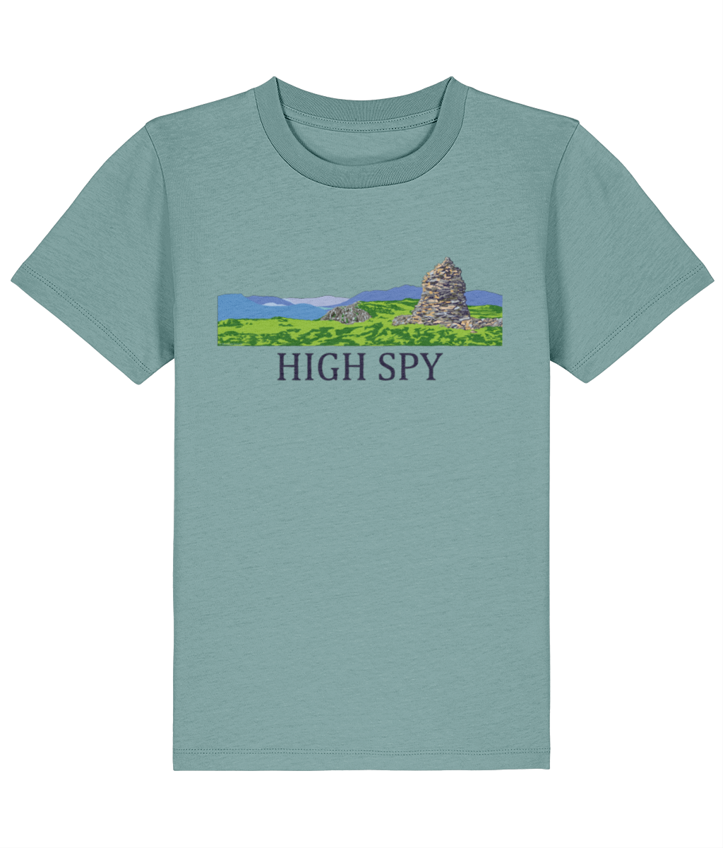 Lake District Kid's T-Shirt High Spy, Front, Teal Monstera