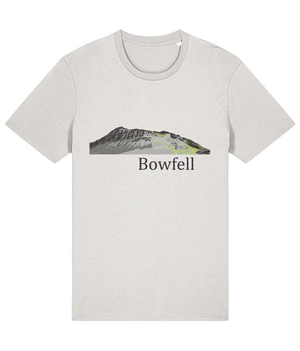 Lake District Men's T-Shirt Bowfell, Front, Vintage White