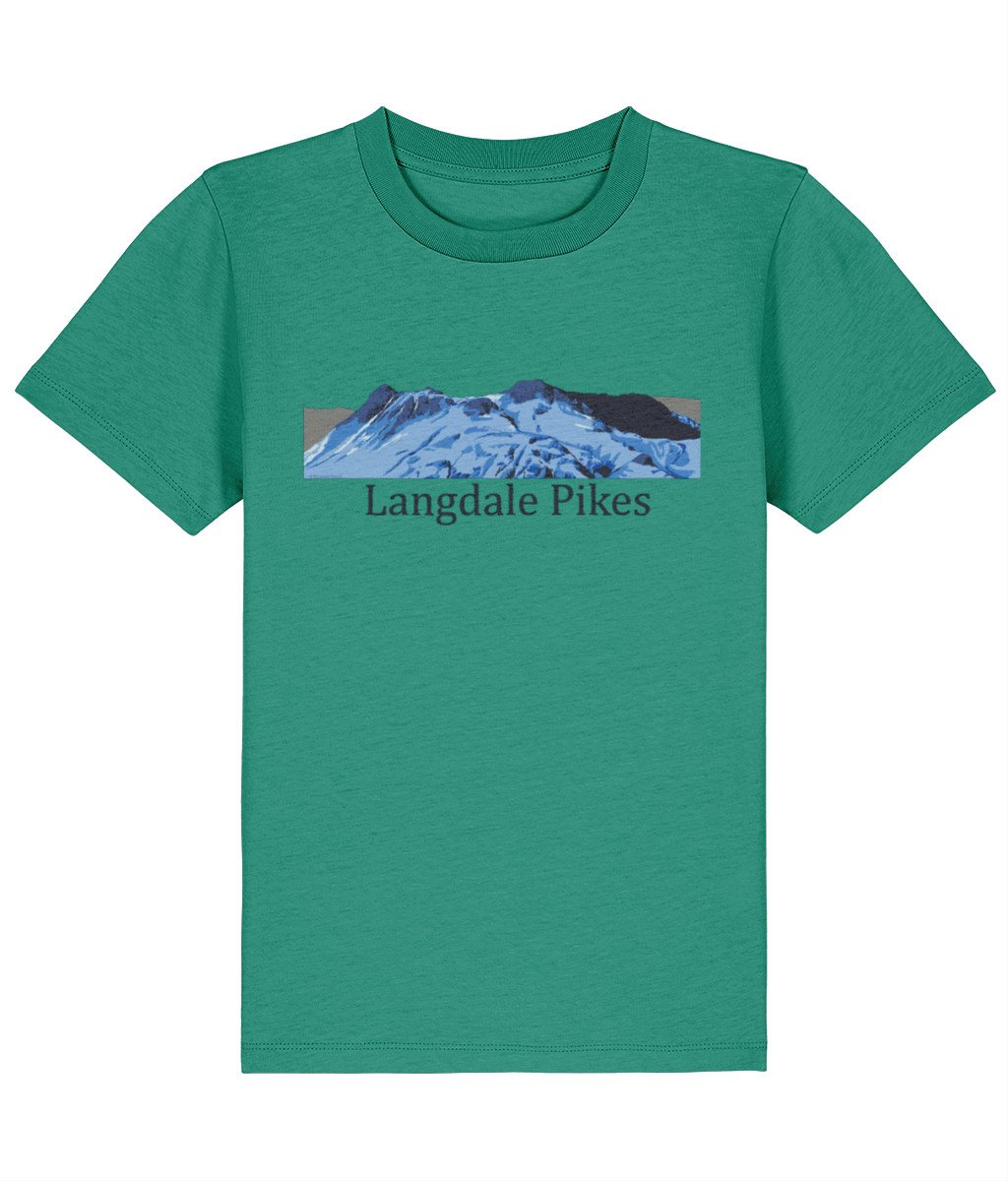 Lake District Kid's T-Shirt Langdale Pikes, Front, Go Green