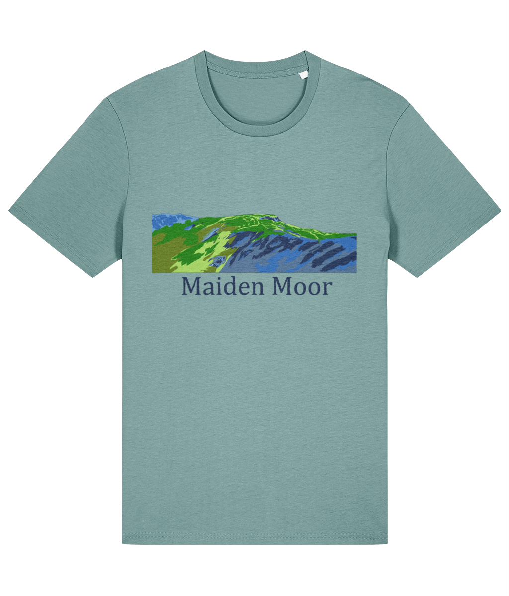 Lake District Men's T-Shirt Maiden Moor, Front, Teal Monstera