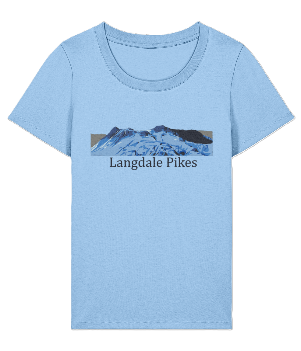 Lake District Women's T-Shirt Langdale Pikes, Front, Blue Soul