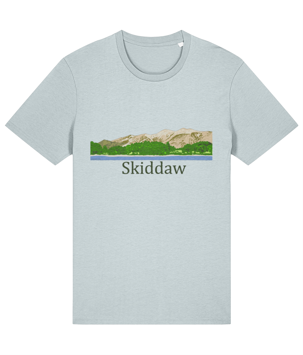 Lake District Men's T-Shirt Skiddaw, Front,  Blue Ice