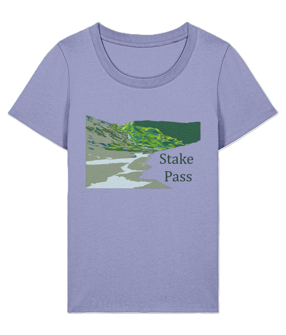 Lake District Women's T-Shirt Stake Pass, Front, Violet