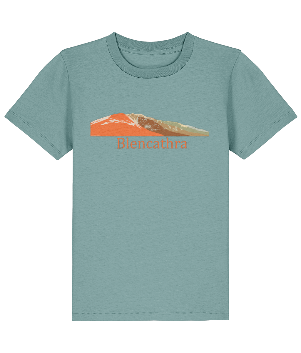 Lake District Kid's T-Shirt Blencathra, Front, Teal Monstera