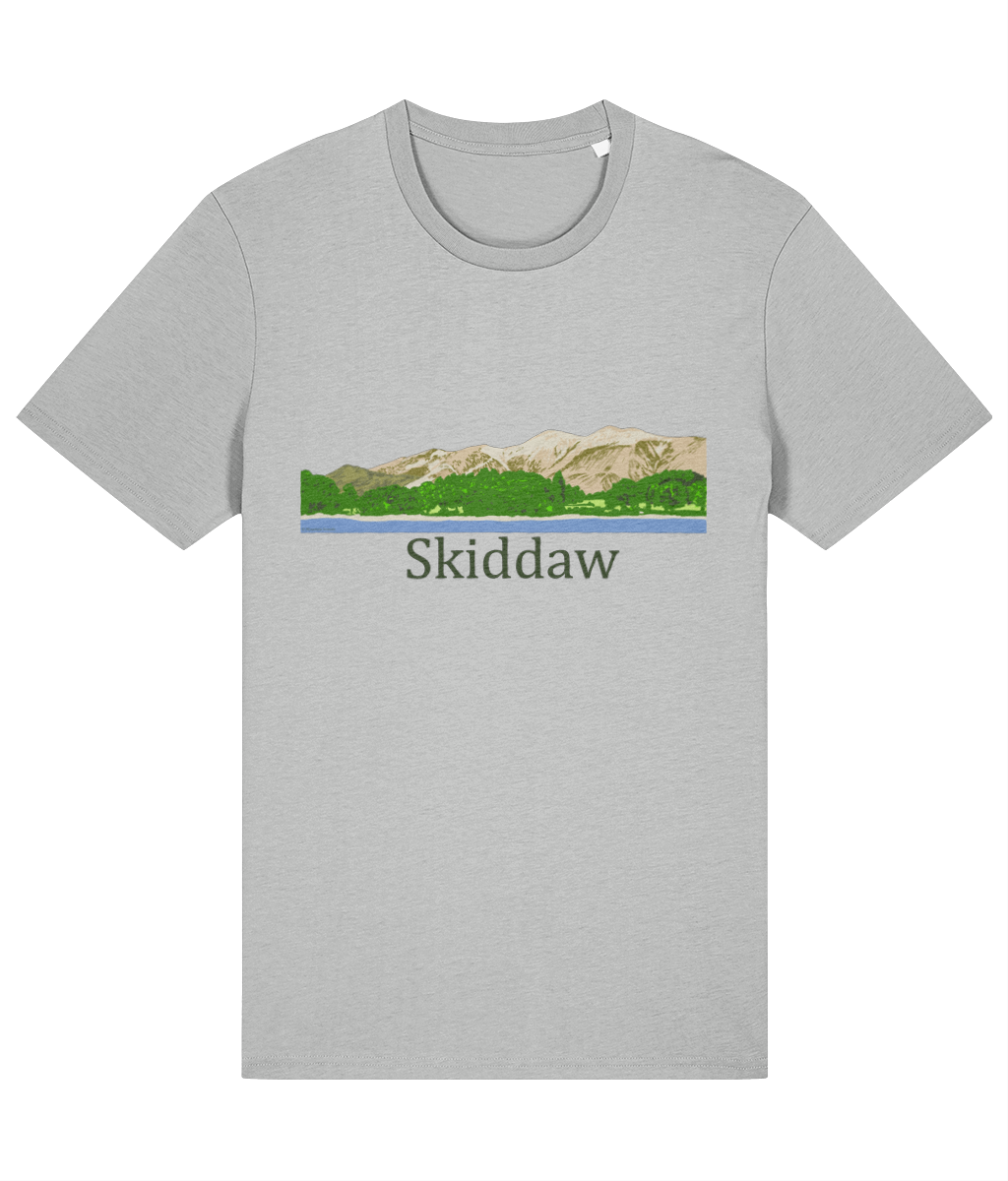 Lake District Men's T-Shirt Skiddaw, Front,  Heather Grey