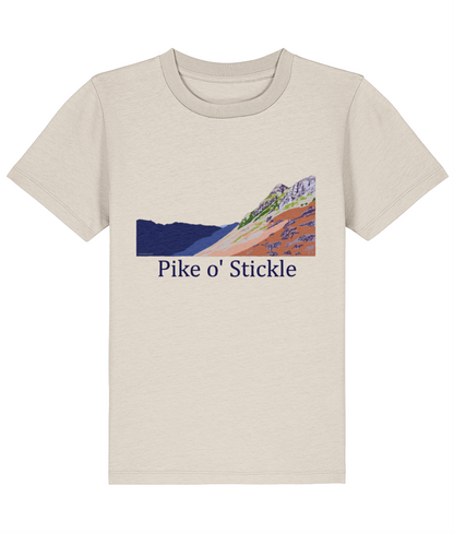 Lake District, Kid's T-Shirt Pike O'Stickle, Front, Natural Raw