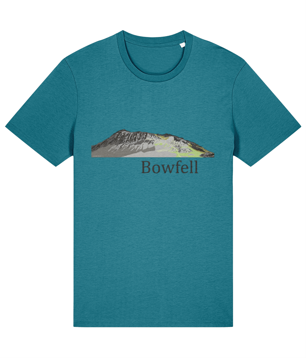 Lake District Men's T-Shirt Bowfell, Front, Ocean Depth