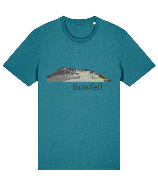 Lake District Men's T-Shirt Bowfell, Front, Ocean Depth