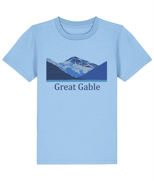 Lake District, Kid's T-Shirt Great Gable, Front, Blue Soul