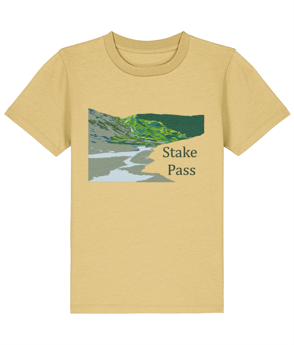 Lake District Kid's T-Shirt Stake Pass, Front, Viva Yellow