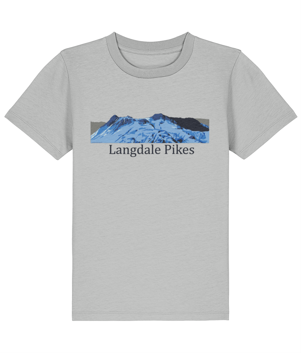 Lake District Kid's T-Shirt Langdale Pikes, Front, Heather Grey