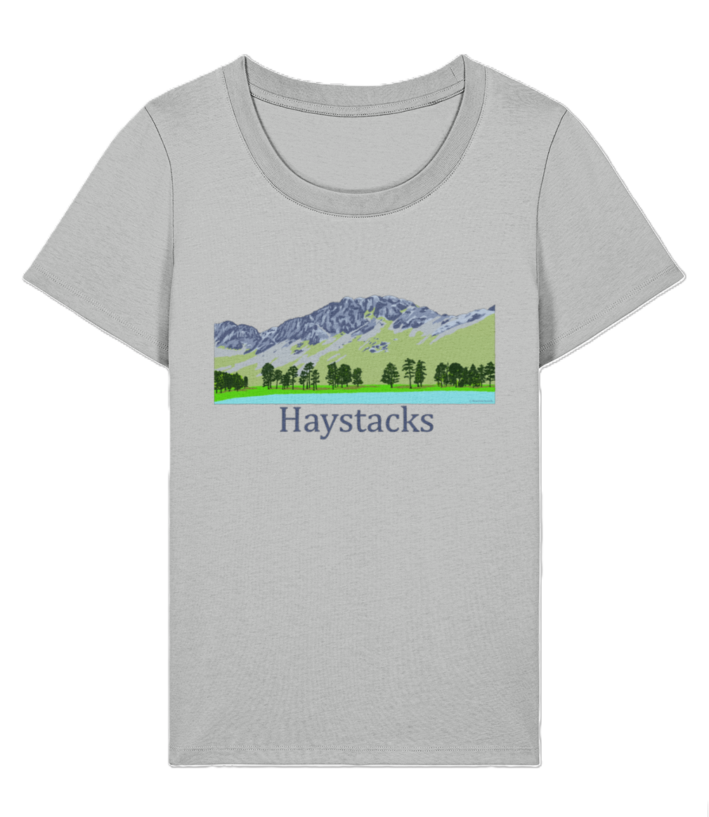 Lake District Women's T-Shirt Haystacks, Front, Heather Grey