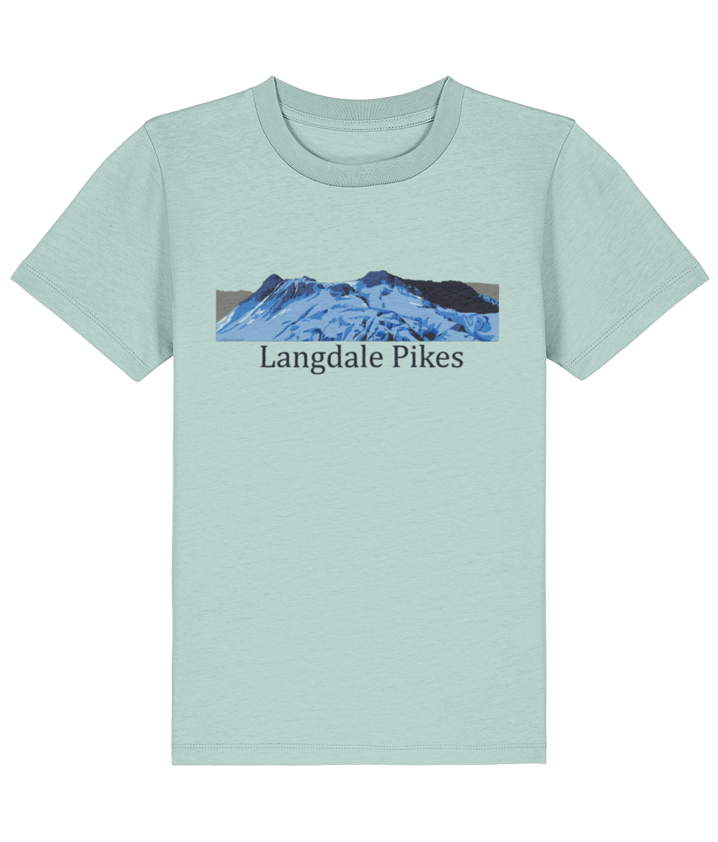 Lake District Kid's T-Shirt Langdale Pikes, Front, Caribbean Blue