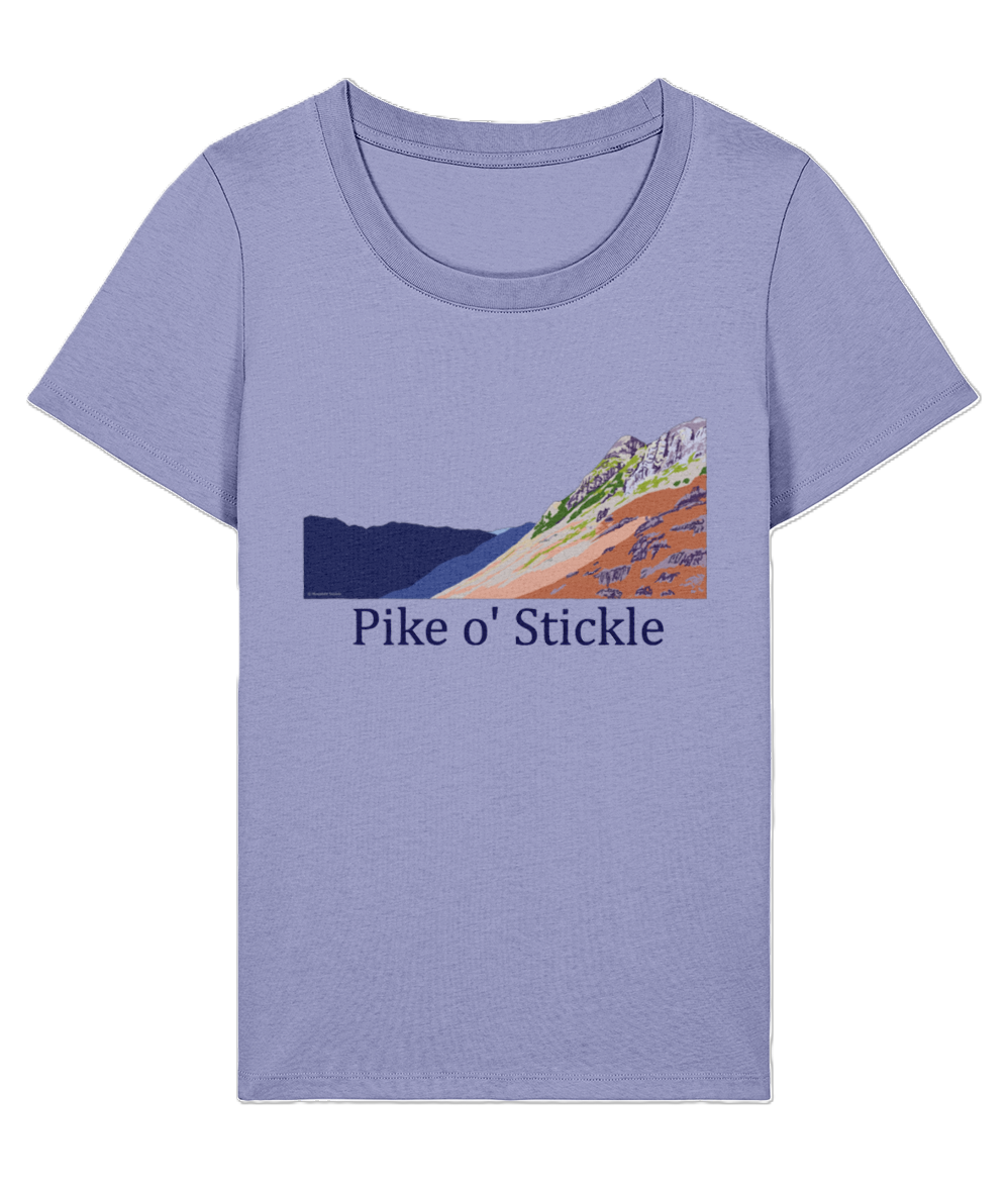 Lake District, Women's T-Shirt Pike O'Stickle, Front, Violet