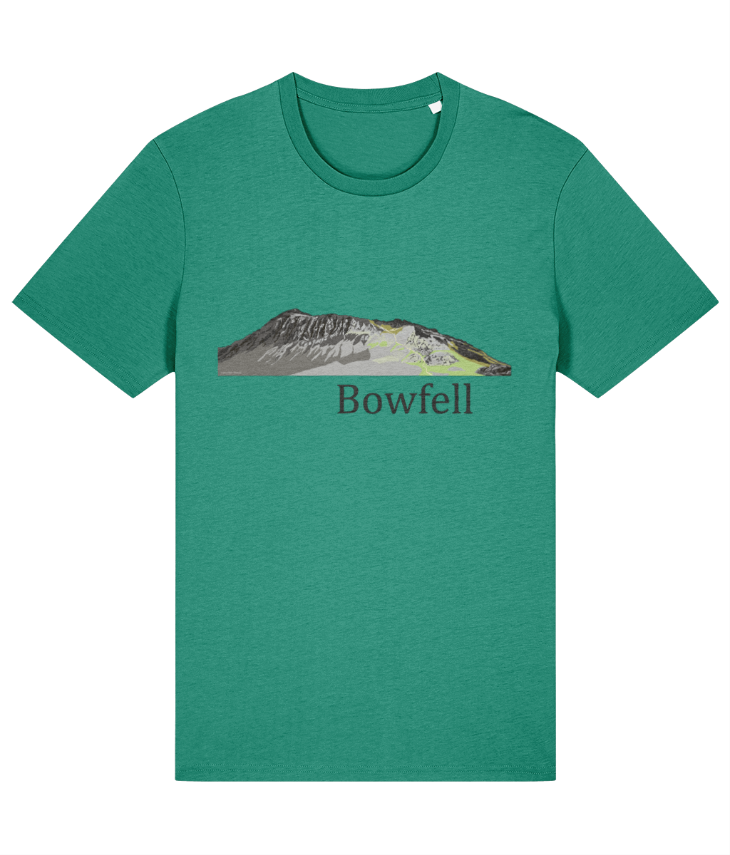Lake District Men's T-Shirt Bowfell, Front, Go Green