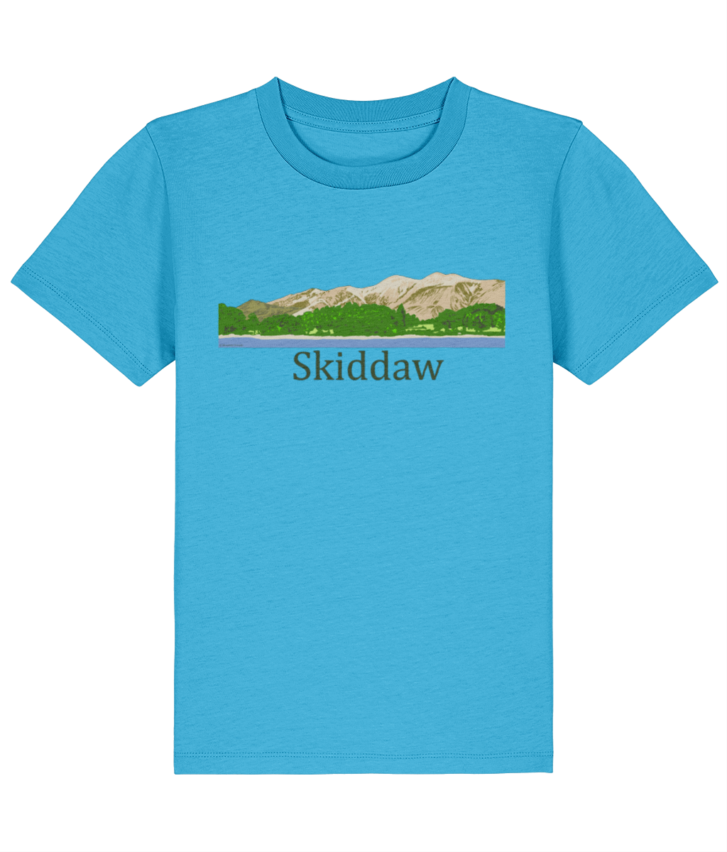 Lake District Kid's T-Shirt Skiddaw, Front, Aqua Blue