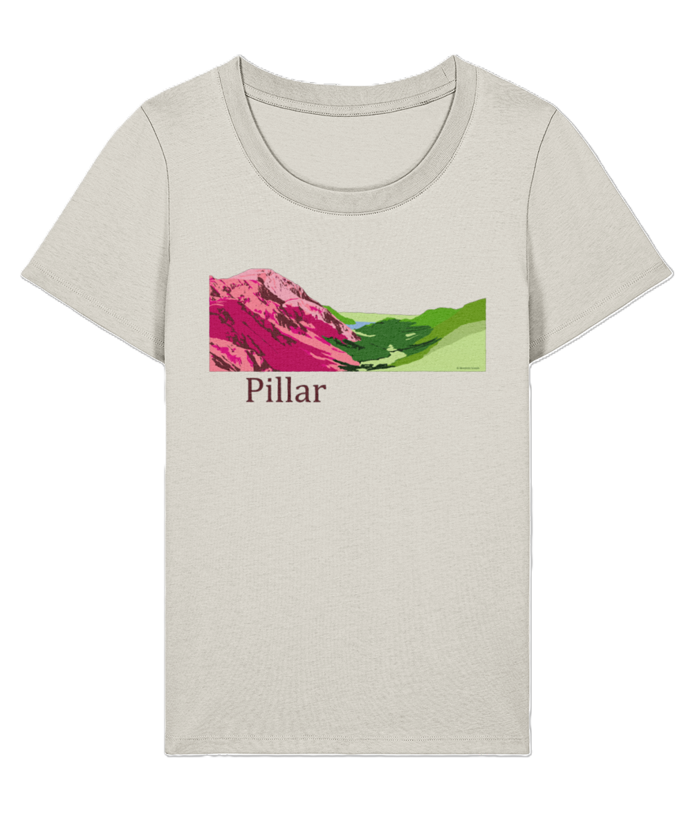 Lake District, Women's T-Shirt Pillar, Front, Natural Raw