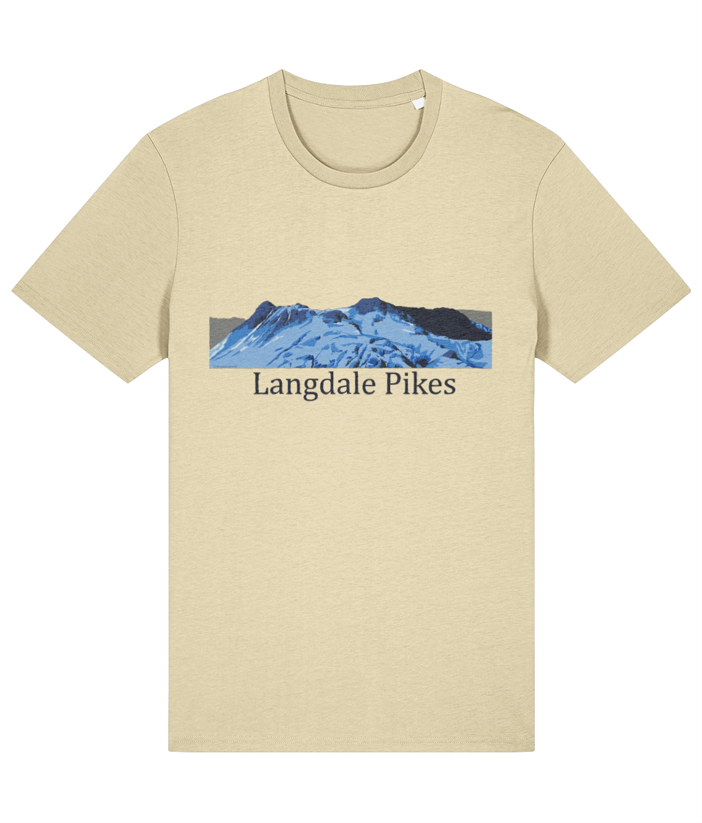 Lake District Men's T-Shirt Langdale Pikes, Front, Butter