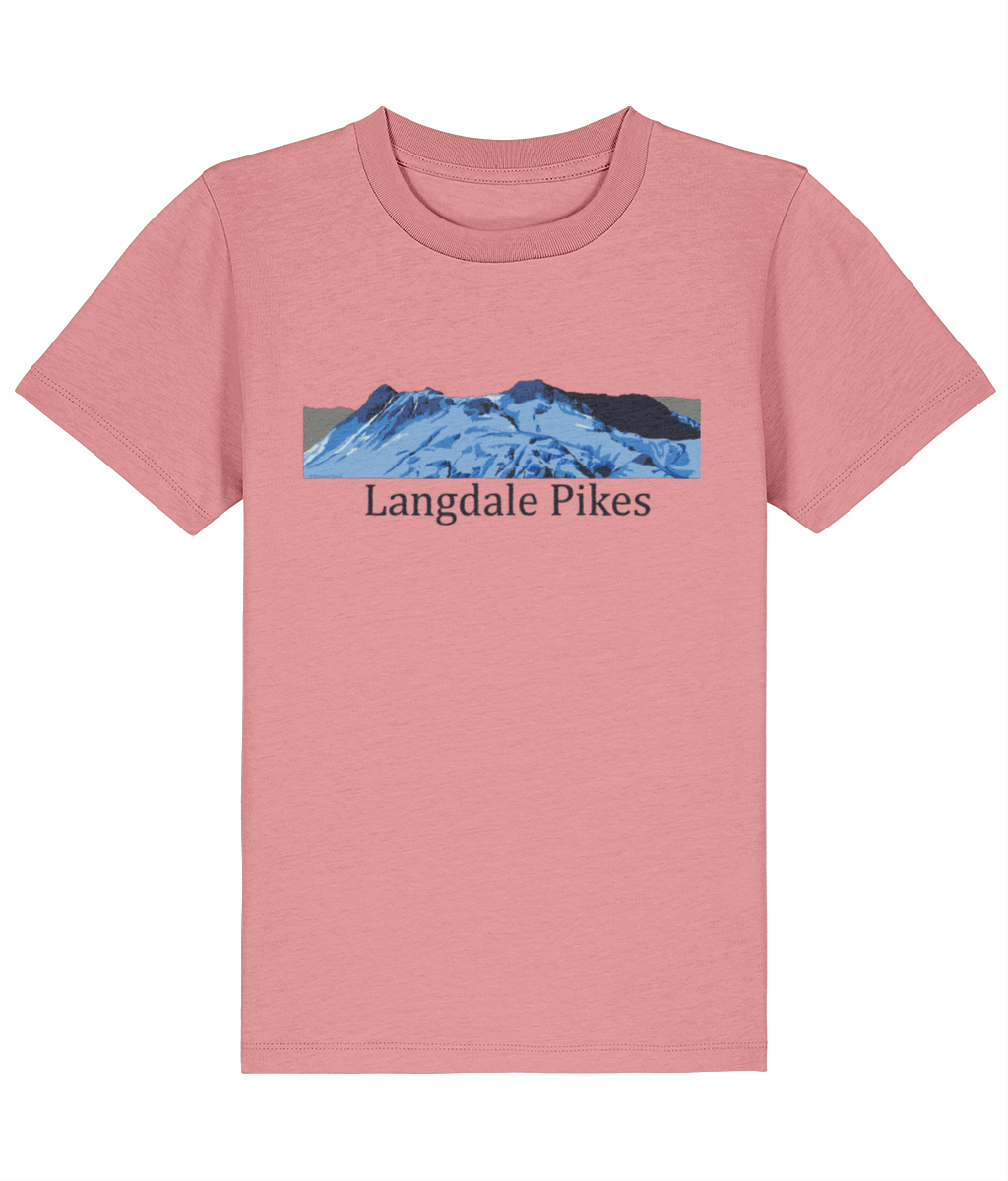 Lake District Kid's T-Shirt Langdale Pikes, Front, Pink Joy