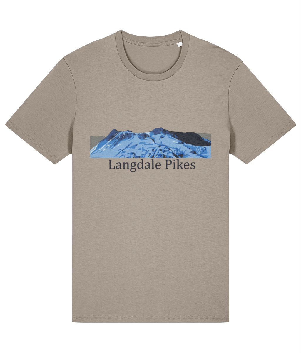Lake District Men's T-Shirt Langdale Pikes, Front, Desert Dust