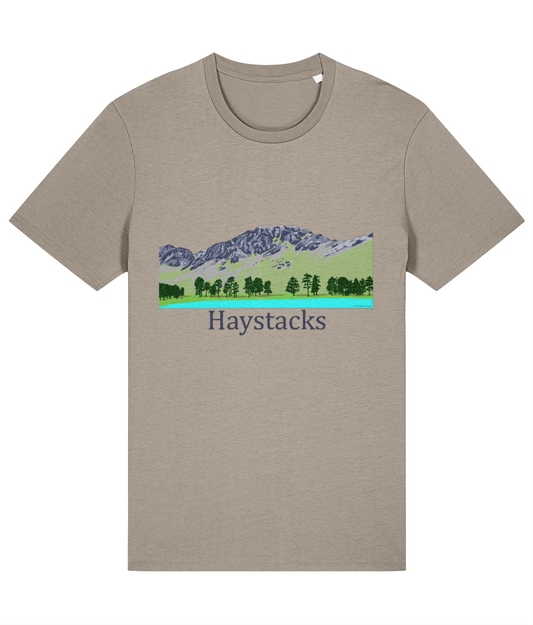 Lake District Men's T-Shirt Haystacks, Front, Desert Dust